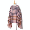Spring Autumn Winter Checkered Pattern Hooded Cloak Shawl Scarf, Length (CM): 135cm(DP2-03 Pink)