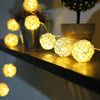 20 LEDs Rattan Balls Lights Fairy Holiday Christmas Outdoor LED Decorative Lamp, Style:4m Battery Style(Coffee +White)