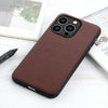 For iPhone 14 Pro Lambskin Texture Genuine Leather Phone Case (Brown)