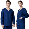 Women Scrub Pet Dental Work Clothes Long-sleeved Top + Pants Set, Size: M(Peacock Blue)
