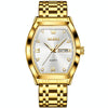 OLEVS 5528 Men Business Dual Calendar Wine Barrel Waterproof Quartz Watch(White + Gold)