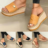 Summer Casual Sandals Women Shoes Hemp Rope Woven Thick Bottom Slope Heel Slippers, Size: 36(Blue)