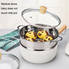22cm With Cover Boil Instant Noodles Non-Stick Pan Baby Food Supplement Pan Maifan Stone Small Milk Pot(White)