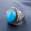 Europe and America Style Retro Gemstone Turquoise Men Titanium Steel Ring, Size: 11, Diameter: 20.7mm, Perimeter: 65mm(Blue)