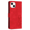 For iPhone 13 mini Tulips Embossed Leather Phone Case with Lanyard(Red)