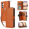For Samsung Galaxy A55 Nine-card Slots Zipper Wallet Bag Leather Phone Case(Brown)