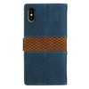 For iPhone XS Max Grid Stitching Leather Phone Case with Lanyard(Blue)