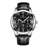 FNGEEN 4006 Men Trendy Waterproof Quartz Watch(Black Leather White Steel Black Surface)