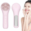 Sonic Waterproof Facial Cleansing Brush Rechargeable Hot Compress Face Scrubber Cleanser(Pink)