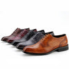 Male Autumn Top-grain Leather Pointed Business Dress Shoes, Size:35(Dark Brown)
