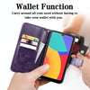 For Alcatel 1L 2021 Four-leaf Clasp Embossed Buckle Mobile Phone Protection Leather Case with Lanyard & Card Slot & Wallet & Bracket Function(Purple)