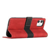 For iPhone 11 Grid Stitching Leather Phone Case with Lanyard(Red)