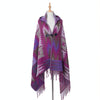 Autumn And Winter Horn Buckle Ethnic Style Hooded Cloak Shawl Bohemian Hooded Shawl, Size:135-175cm(B Style Rose Red)