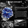 OCHSTIN 7002B Multifunctional Quartz Waterproof Luminous Steel Strap Men Watch(Rose Gold+Blue)