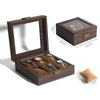 Wood Grain Leather Watch Display Box Watch Storage Case Jewelry Box, Style: 6 Digit Square