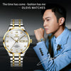 OLEVS 9946 Men Diamond Roman Scale Waterproof Quartz Watch(White + Gold)