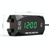 Motorcycle Multi-functional 2 in 1 Digital Display Voltmeter + Electronic Clock, 6-30V IP67 (Green Light)