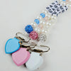 Infant Baby Pacifier Clip Chain Clay Crystal Anti-drop Heart Nipple Clip(White)