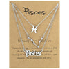 3 In 1 12 Zodiac Signs Necklace Set Retro Alphabet Symbols With Diamonds Jewelry Set, Style: Pisces Silver