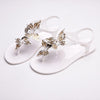 Peep Toe Jelly Butterfly Flip Flops Summer, Shoe Size:38(White)