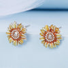S925 Sterling Silver Plated Yellow Sunflower Stud Earrings