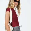 Women Sexy Backless Top Comfortable Breathable Slim Fit T-Shirt, Size: S(ESSO026 Wine Red)