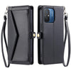 For Redmi 11A 4G Global Wallet Multi-card Slot Leather Phone Case with Lanyard(Black)