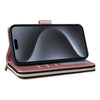 For iPhone 15 Pro Max Nine-card Slots Zipper Wallet Bag Leather Phone Case(Rose Gold)