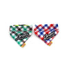 Green Plaid Dog Bandana, Cotton Scarf for Small/Medium Dogs (M, 30-40cm)