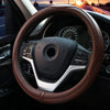 38cm Car Embossed Leather Steering Wheel Cover, Color: All Coffee