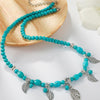 Bohemian Turquoise Natural Stone Sweater Vintage Pendant, Model: N2203-15 Leaf Model