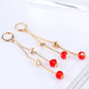 Personality Sweet Fairy Qualities Fashion Long Tassel Crystal Earrings(Red)