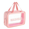 PVC Transparent Waterproof Portable Cosmetic Bag, Size: L (Pink)