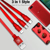 CAFELE 3 In 1 8 Pin + Micro USB + Type-C / USB-C Charging Data Cable, Length: 1.2m(Red)