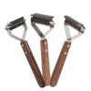 Large Walnut & Stainless Steel Pet Comb for De-shedding & Grooming