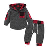 Hoodies Toddler Plaid Hooded Tops Long Pants Kids Set, Kid Size:100cm(Dark Grey)