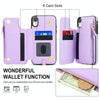 For iPhone XR Double Flap Zipper RFID Leather Phone Case with Short Lanyard(Light Purple)