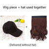 8261E Fashion Hat Wig Female Detachable Pear Flower Roll Long Hair Wig(Dark Brown)