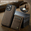 For iPhone 13 Pro Max AutSpace A12 MagSafe Magnetic RFID Card Bag Phone Case(Coffee)