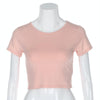 Round Neck Exposed Navel Shirt Body Short Sleeve T-shirt, Size: S(Pink)