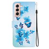 For Samsung Galaxy S22+ 5G Crystal Texture Colored Drawing Leather Phone Case(Blue Butterflies)