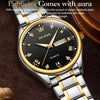 1pair OLEVS 5563 Couple Luminous Waterproof Quartz Watch(Black + Gold)