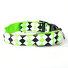 LED Dog Collar, Green Plaid, Size L, USB Rechargeable, Medium Dogs