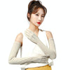 1pair Long Sunscreen Gloves Summer Women Extended Arm Guards Anti-ultraviolet Ice Sleeves Free Code(Nude)