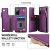 For Samsung Galaxy S20 FE Double Flap Zipper RFID Leather Phone Case with Short Lanyard(Dark Purple)