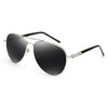 Men Oversized Aviation Metal Frame Spring Temple Polarized Sunglasses Male  Pilot Male Driving Sun Glasses(Silver Frame)