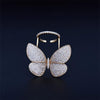 Fashion Adjustable Butterfly Shape Ring with Diamond Women Jewelry, Ring Size:7(Champagne gold)