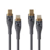 2pcs PD30W USB-C / Type-C to 8 Pin Transparent 3A Fast Charging Data Cable, Length: 1m(Grey)