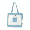 Breathable Canvas Cat Carrier Bag, Large, Blue - Handheld & Portable