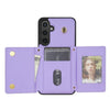 For Samsung Galaxy S24 FE 5G Three Fold Card Bag Phone Case with Long Lanyard(Purple)